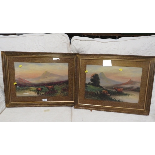 57 - A pair indistinctly signed highland landscapes