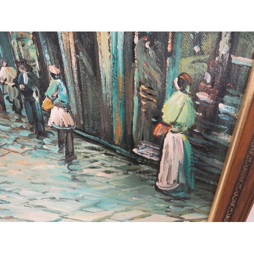 58 - An oil on canvas impressionist continental street scene