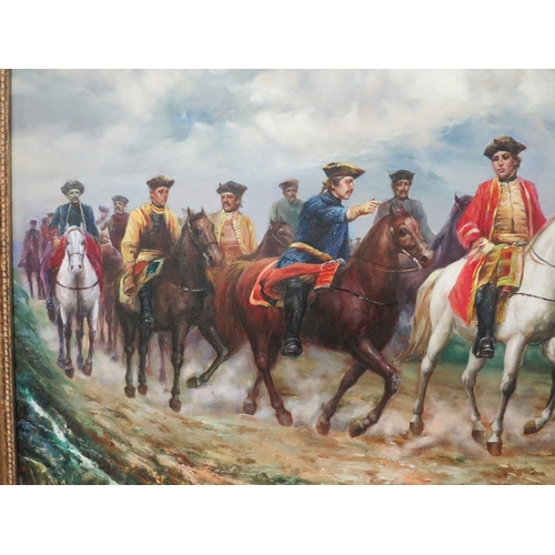 60 - A oil on canvas Armstrong military study of figures on horseback