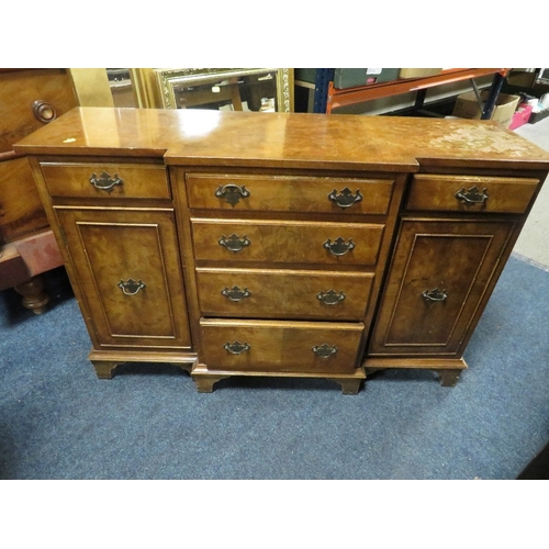 844 - A walnut reproduction breakfront sideboard A/F