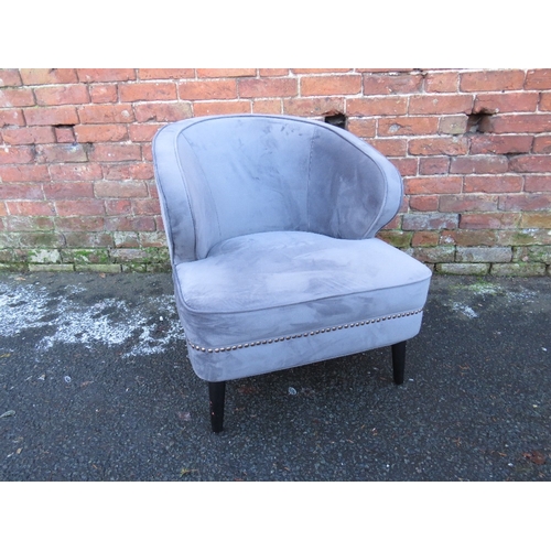 845 - A modern upholstered grey velour bedroom / hall chair