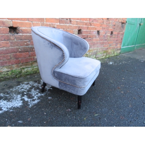 845 - A modern upholstered grey velour bedroom / hall chair