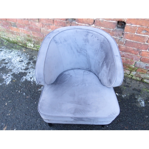 845 - A modern upholstered grey velour bedroom / hall chair