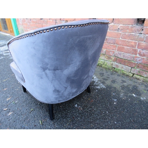 845 - A modern upholstered grey velour bedroom / hall chair