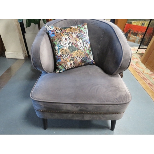 845 - A modern upholstered grey velour bedroom / hall chair