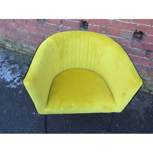 846 - A mustard / black piped club chair by Yorkshire Sofas (no makers label)