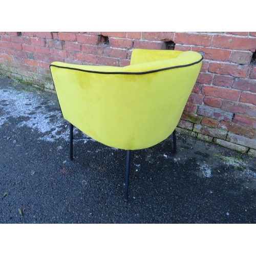 846 - A mustard / black piped club chair by Yorkshire Sofas (no makers label)