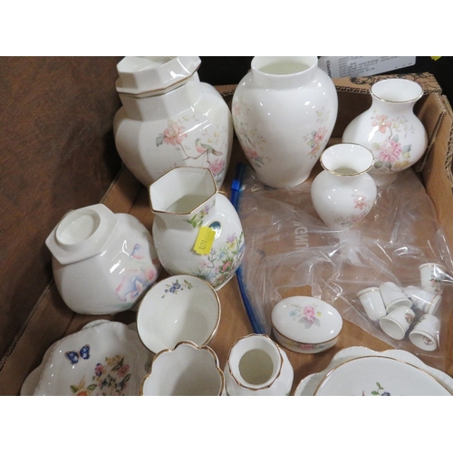 177 - A tray of assorted ceramics to include Aynsley and Doulton