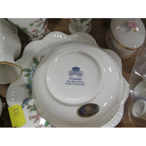 177 - A tray of assorted ceramics to include Aynsley and Doulton