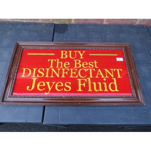 43 - A glass fronted Jeyes Fluid Disinfectant advertising sign