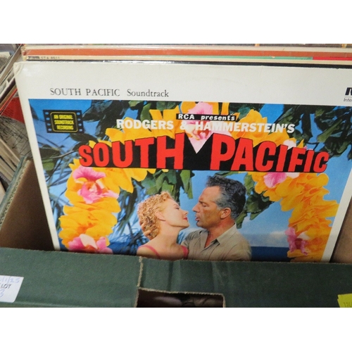 173 - Three boxes of LP records to include Cliff Richard, Frank Sinatra, Perry Como songs from shows, easy... 