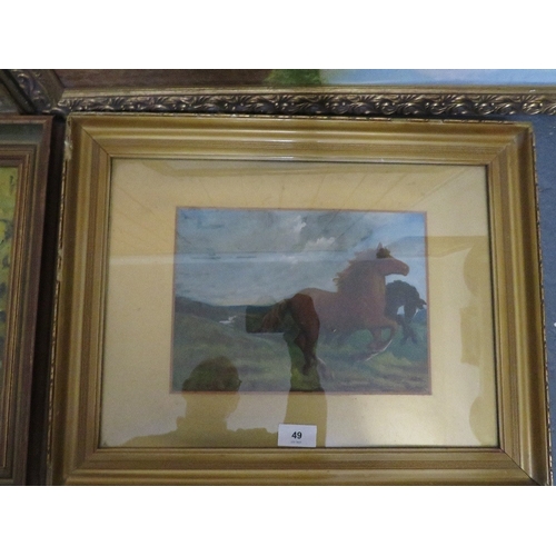 49 - An oil on canvas, oil painting framed and glazed, two oil on board and a watercolor mixed studies (5... 