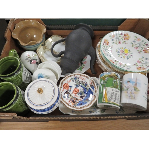 149 - Four trays of mixed china and ceramics to include Minton, Denby, Wedgwood etc