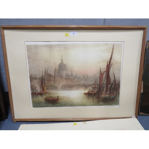 15 - A pair of J Alphege Brewer signed etching & aquatint town scenes