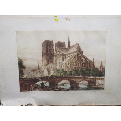 15 - A pair of J Alphege Brewer signed etching & aquatint town scenes