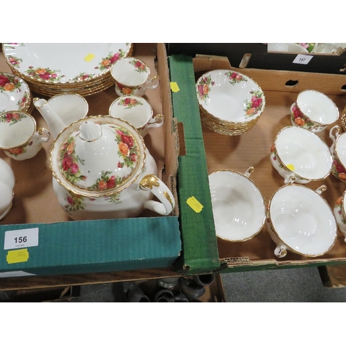 156 - Two trays of Royal Albert Old Country Rose tea/dinner ware