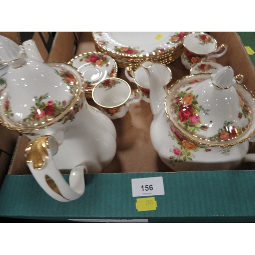 156 - Two trays of Royal Albert Old Country Rose tea/dinner ware