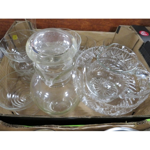 175 - Four small trays of glassware and silver plated ware