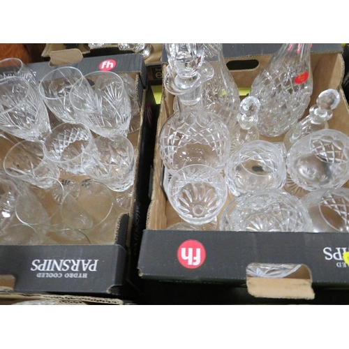 175 - Four small trays of glassware and silver plated ware