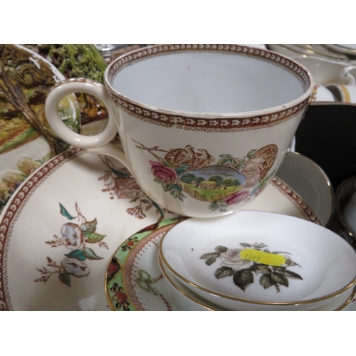 189 - Three trays of ceramics to include Arthur Woods silver shield tea/coffee ware