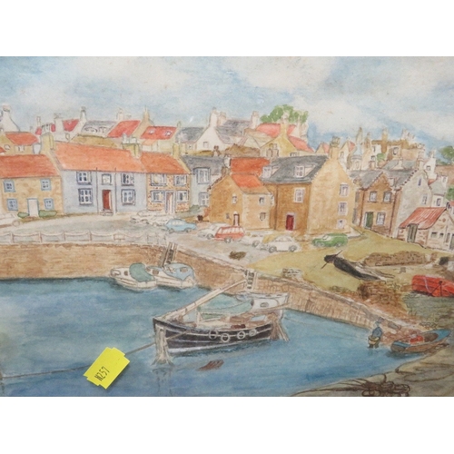 25 - Four assorted framed watercolours to include a harbour scene