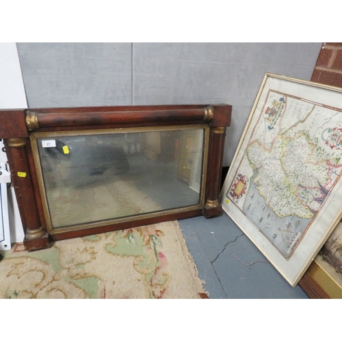 27 - An antique mahogany mirror together with assorted pictures and prints plus a folio of photographs