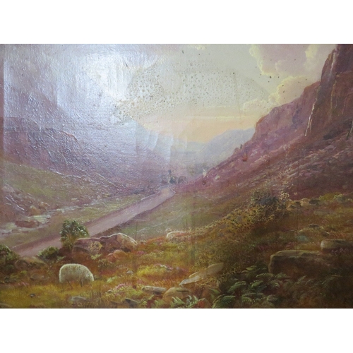 32 - Two unframed oils on canvas depicting a mountain scene and a landscape scene (2)