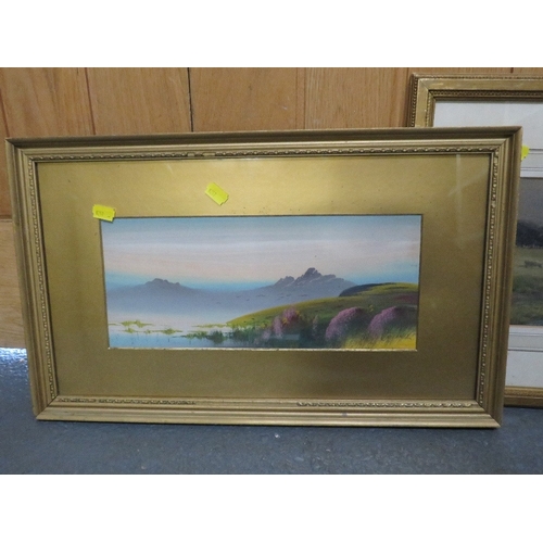 39 - Two gilt framed watercolours depicting a river scene with sheep and another (2)