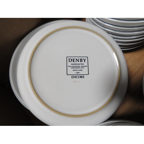 207 - Two trays of Denby Encore tea and dinner ware