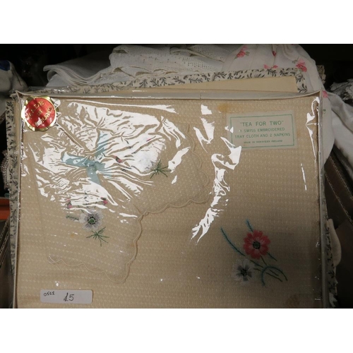 211 - Two trays of vintage linen