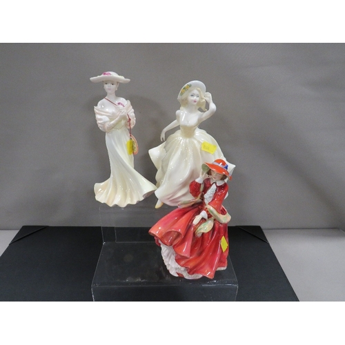 309 - A Royal Doulton Figurines Top Of The Hill together with two Coalport figurines (3)