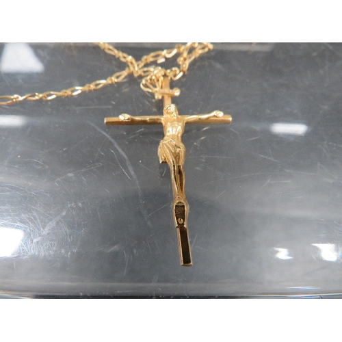 372 - A hallmarked 9 carat gold crucifix on chain approx weight 5.8g