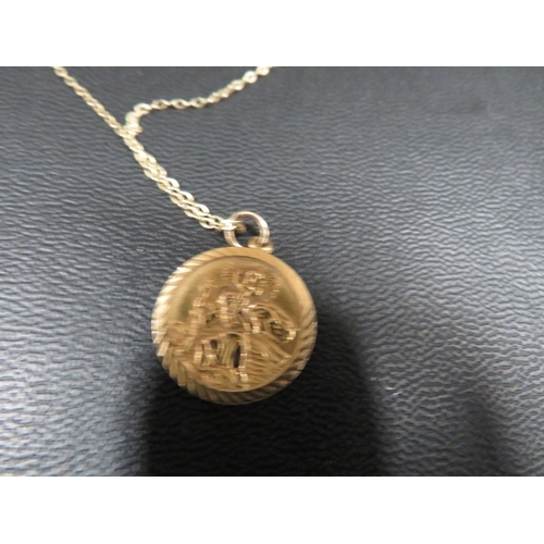 378 - A hallmarked 9 carat gold St Christopher on chain approx weight 3.6g