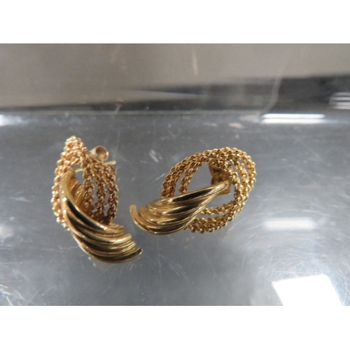 381 - A pair of gold earrings approx weight 3g together with a pair of unmarked earrings and a stud, combi... 