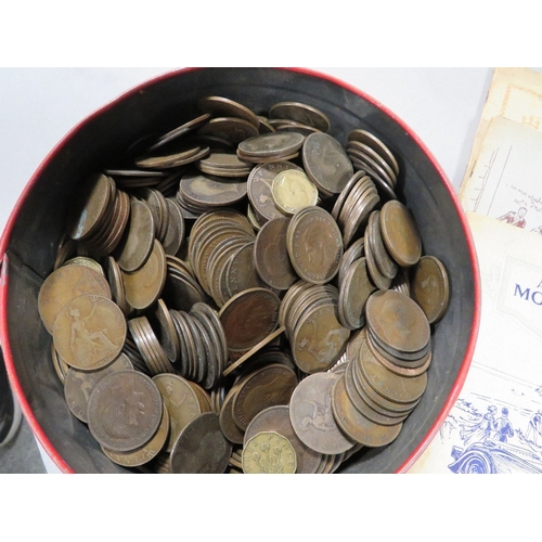 413 - A collection of mainly British coins together with eight vintage albums of cigarette cards