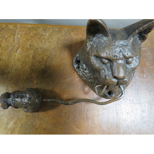 74 - **Three cast metal doorknockers - A cat, bird and bat**