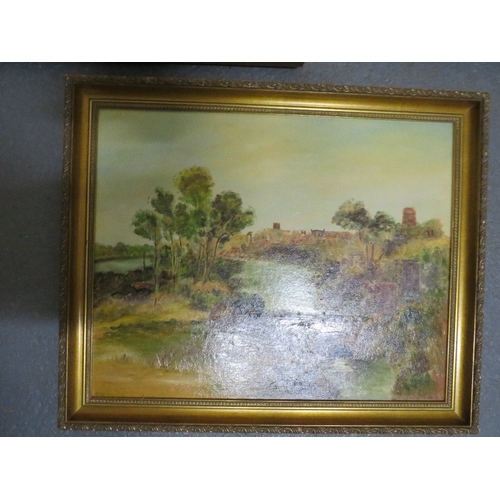 31 - Three gilt framed river and cottage scenes