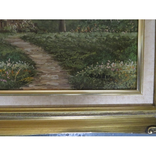 31 - Three gilt framed river and cottage scenes