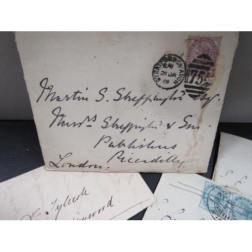 417 - A collection of Victorian postal covers with stamps, including imperf penny red etc.