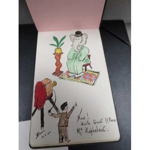 419 - A 1940s autograph book with drawings, a quantity of official greeting cards and miscellaneous postca... 