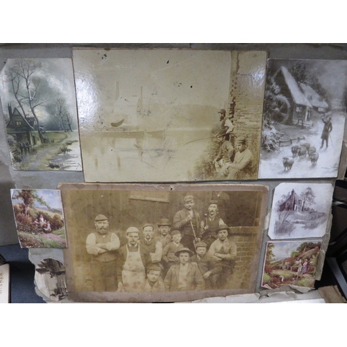 423 - Antique postcards, photographs, silks and cigarette cards