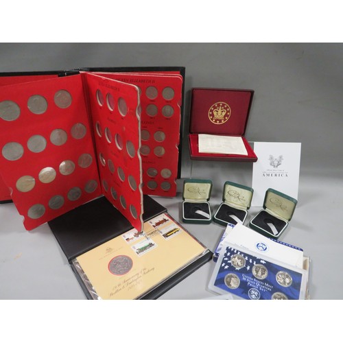 252 - QUEEN ELIZABETH II PRE DECIMAL DATE RUN ALBUM 3d - 2/6 NEAR COMPLETE, along with a USA mint 2000 pro... 