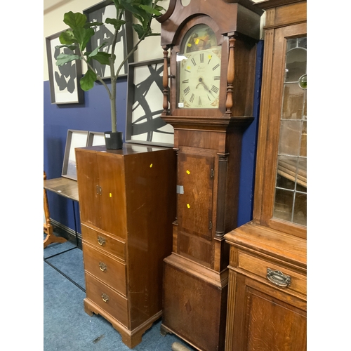 713 - An antique oak and mahogany 30 hour long case clock from Bilston
