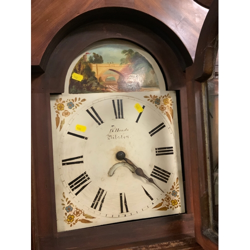 713 - An antique oak and mahogany 30 hour long case clock from Bilston