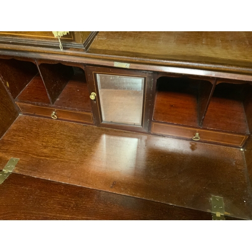 717 - An Edwardian mahogany inlaid bureau bookcase W 80 cm