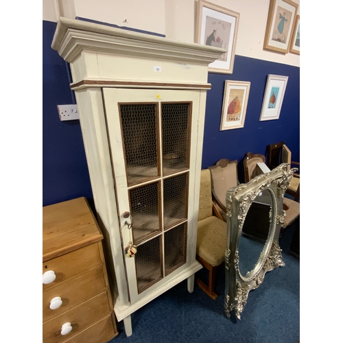 720 - A shabby chic style painted cupboard H 177 cm W 73 cm