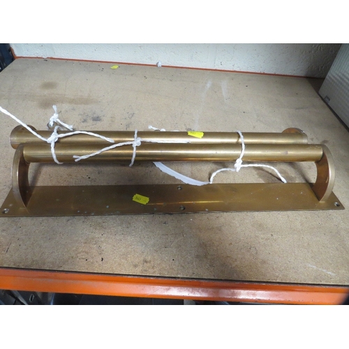 604 - A pair of vintage brass saloon style door handles