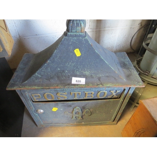 620 - A cast iron decorative wall mounted post box