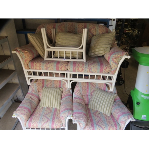645 - A white four piece bamboo style conservatory suite