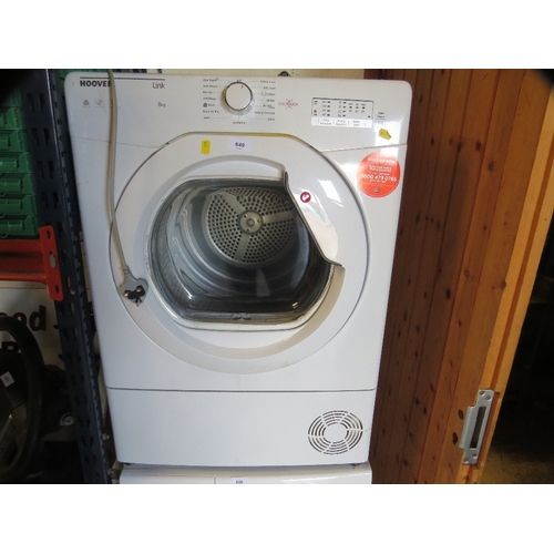 649 - A Hoover Link 8KG tumble dryer - House Clearance